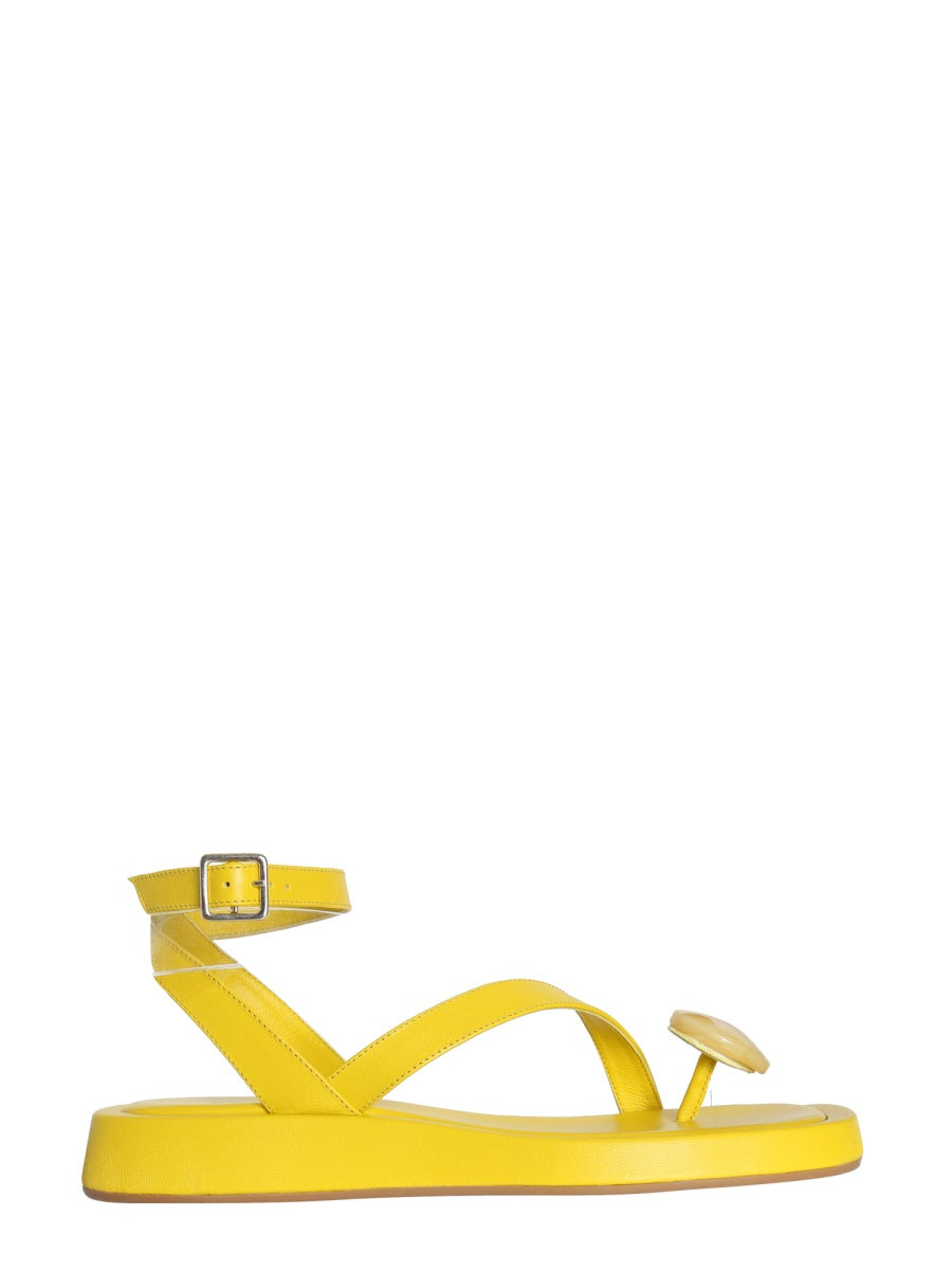 ROSIE 18 GIA/RHW LEATHER SANDALS GIA BORGHINI YELLOW 40
