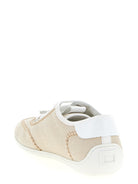 Beige Roger Vivier Viv Low sneakers, rear view with textured rubber sole