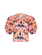 Multicolor floral Lilly blouse with puff sleeves by Beyond by Vera, front view