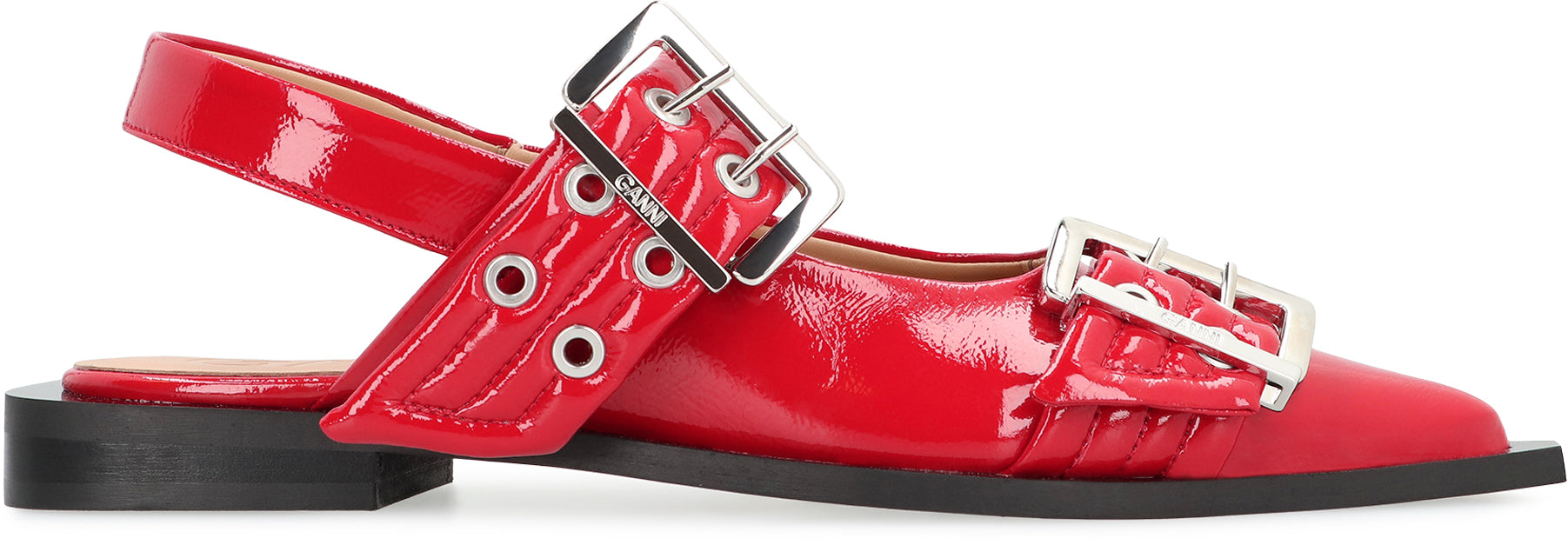 FEMININE BUCKLE FAUX LEATHER SLINGBACK PUMPS Ganni