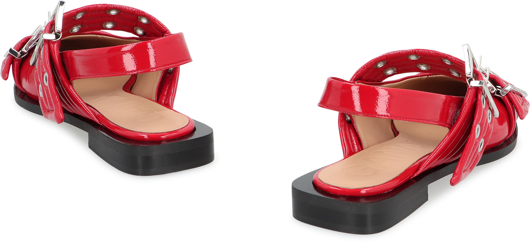 FEMININE BUCKLE FAUX LEATHER SLINGBACK PUMPS Ganni