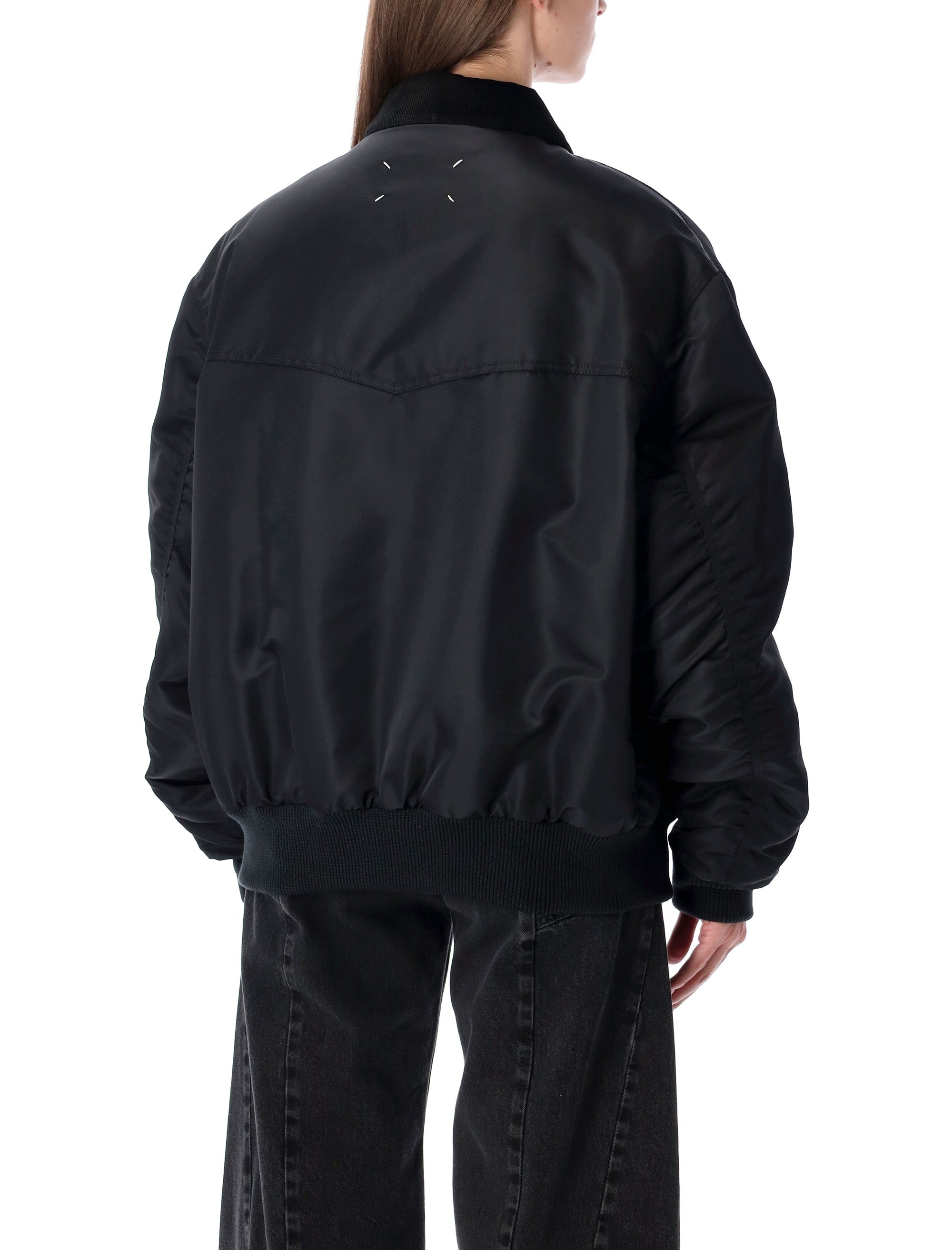 MAISON MARGIELA OVERSIZED NYLON BOMBER JACKET WITH VELVET COLLAR