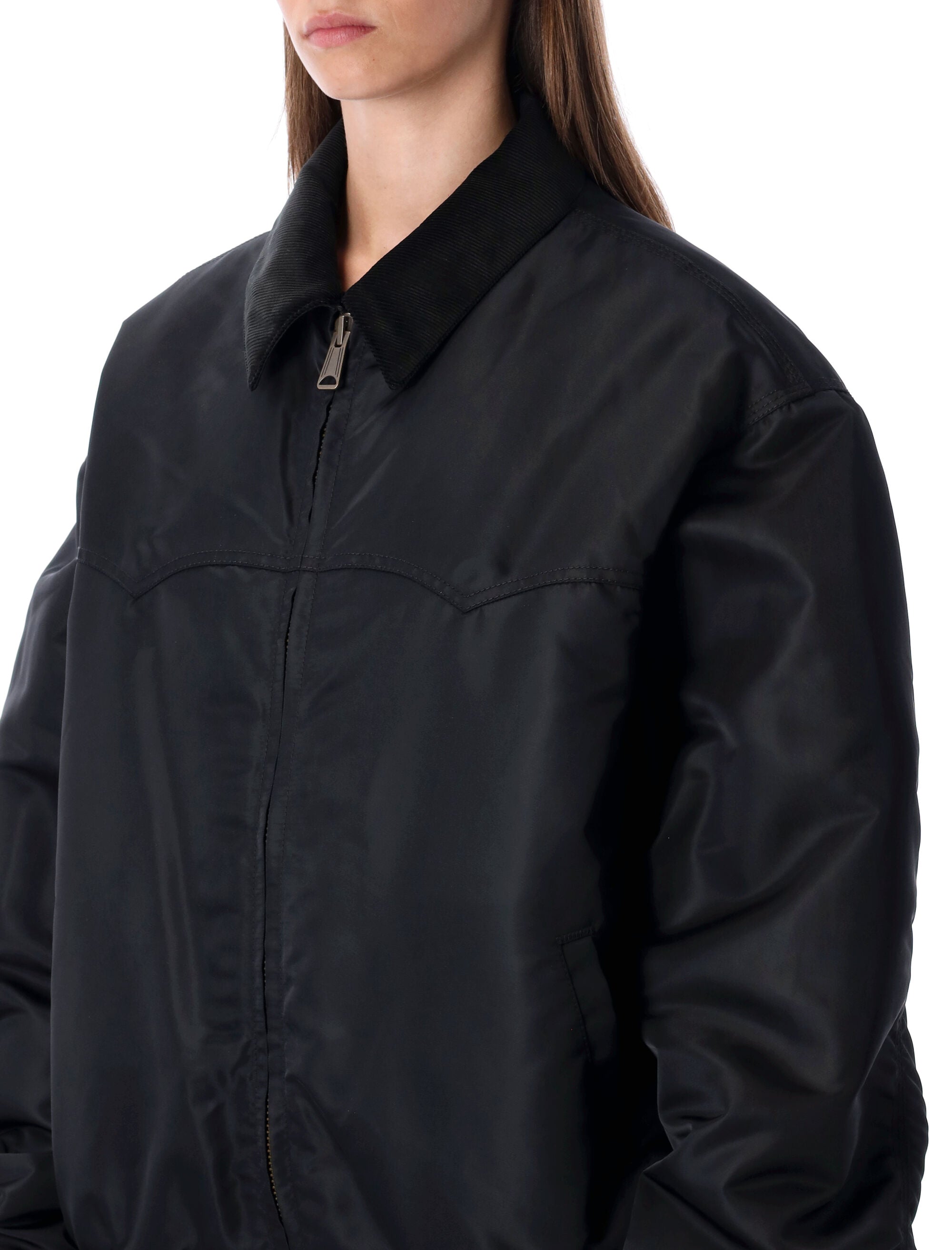 MAISON MARGIELA OVERSIZED NYLON BOMBER JACKET WITH VELVET COLLAR