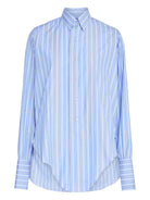 Blue striped cotton shirt with long sleeves by Maison Margiela, front view
