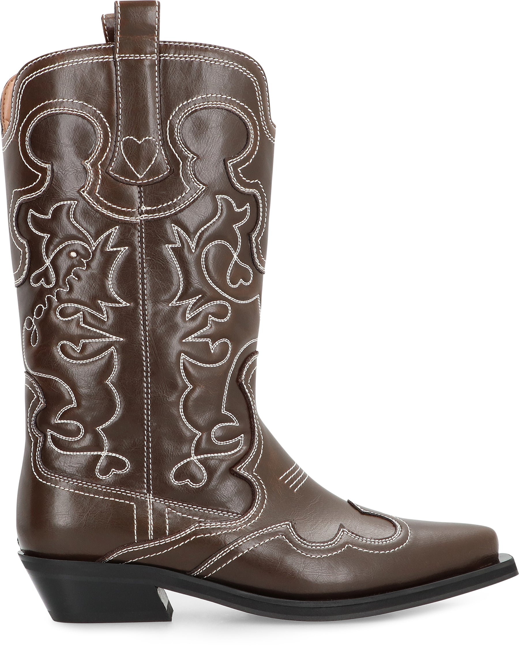 LEATHER ANKLE BOOTS Ganni