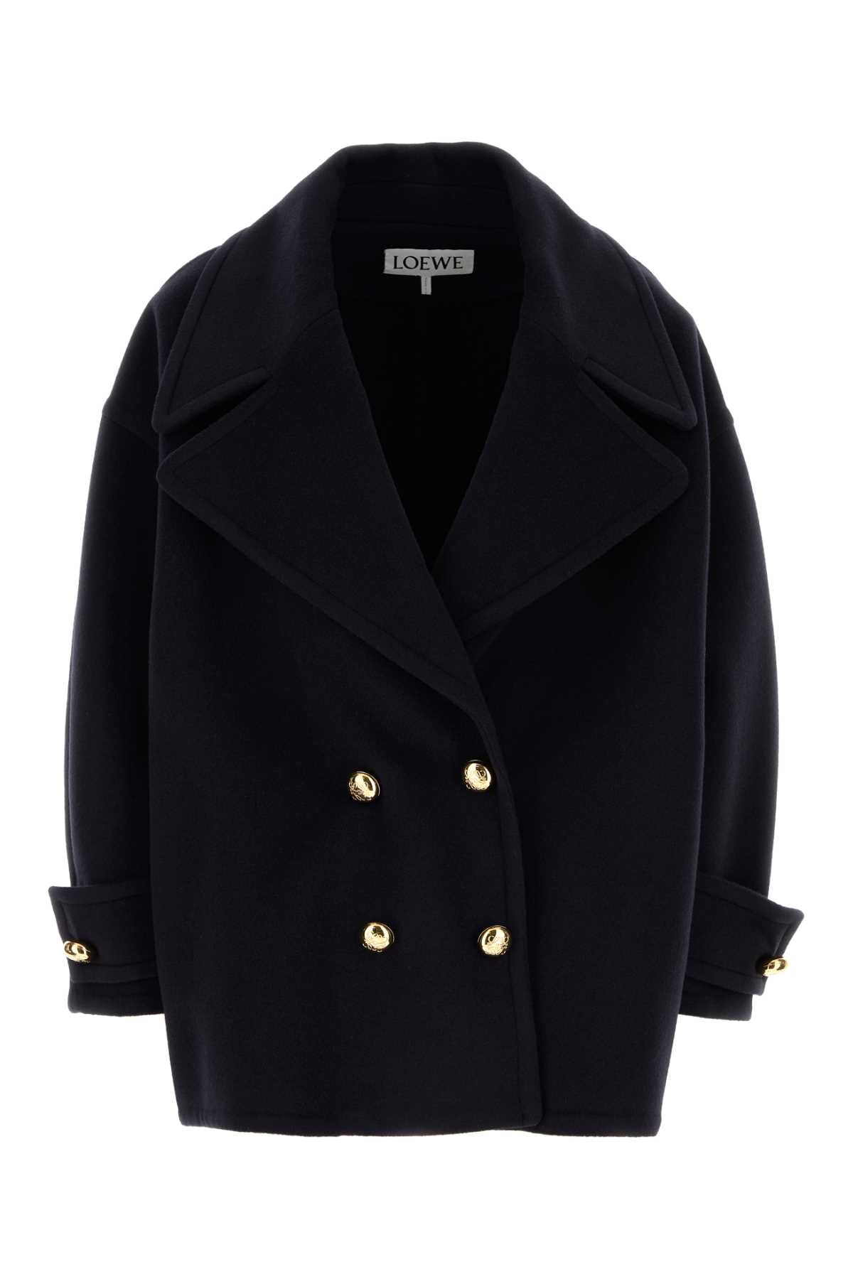 MIDNIGHT BLUE WOOL COAT LOEWE BLUE 36F