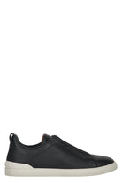 LOGO DETAIL LEATHER SNEAKERS Zegna blue 6
