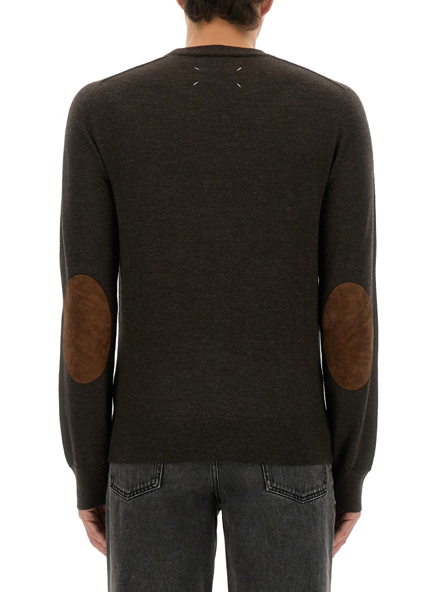 WOOL SWEATER WITH ELBOW PATCHES Maison Margiela BROWN M