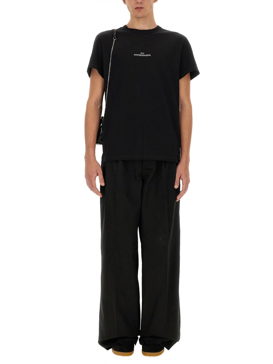 BLACK POLYESTER BLEND PANT Maison Margiela