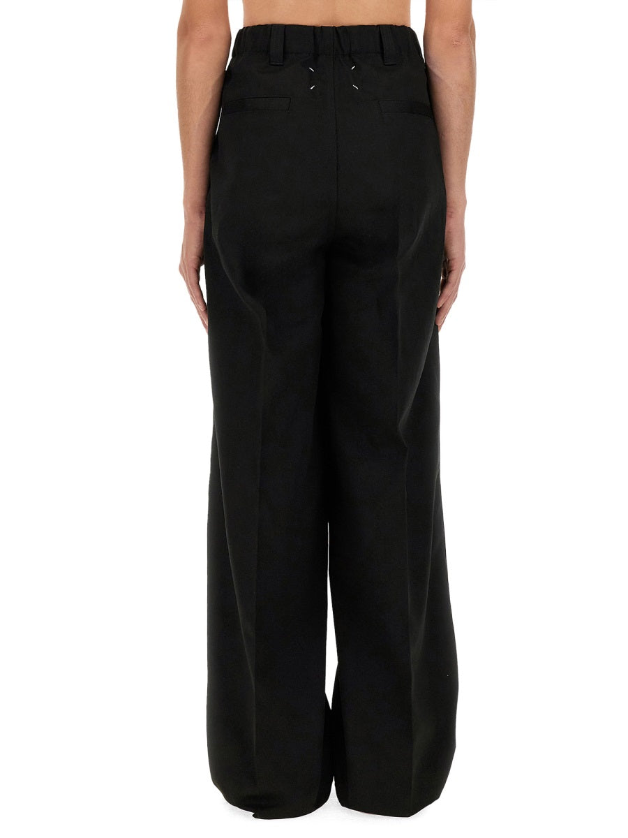 BLACK POLYESTER BLEND PANT Maison Margiela