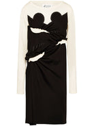 Black and off-white Maison Margiela midi dress with knitted panels, front view
