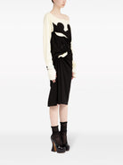 Black and off-white Maison Margiela midi dress with textured knit, alternate angle