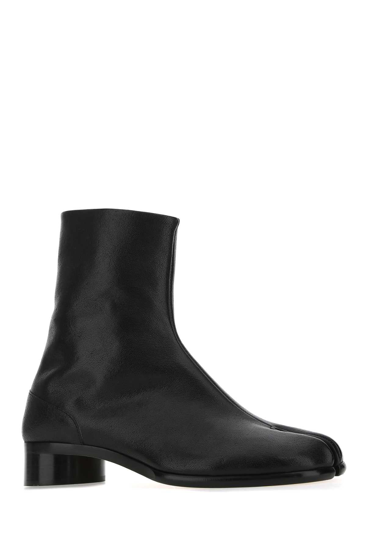 BLACK LEATHER TABI ANKLE BOOTS Maison Margiela