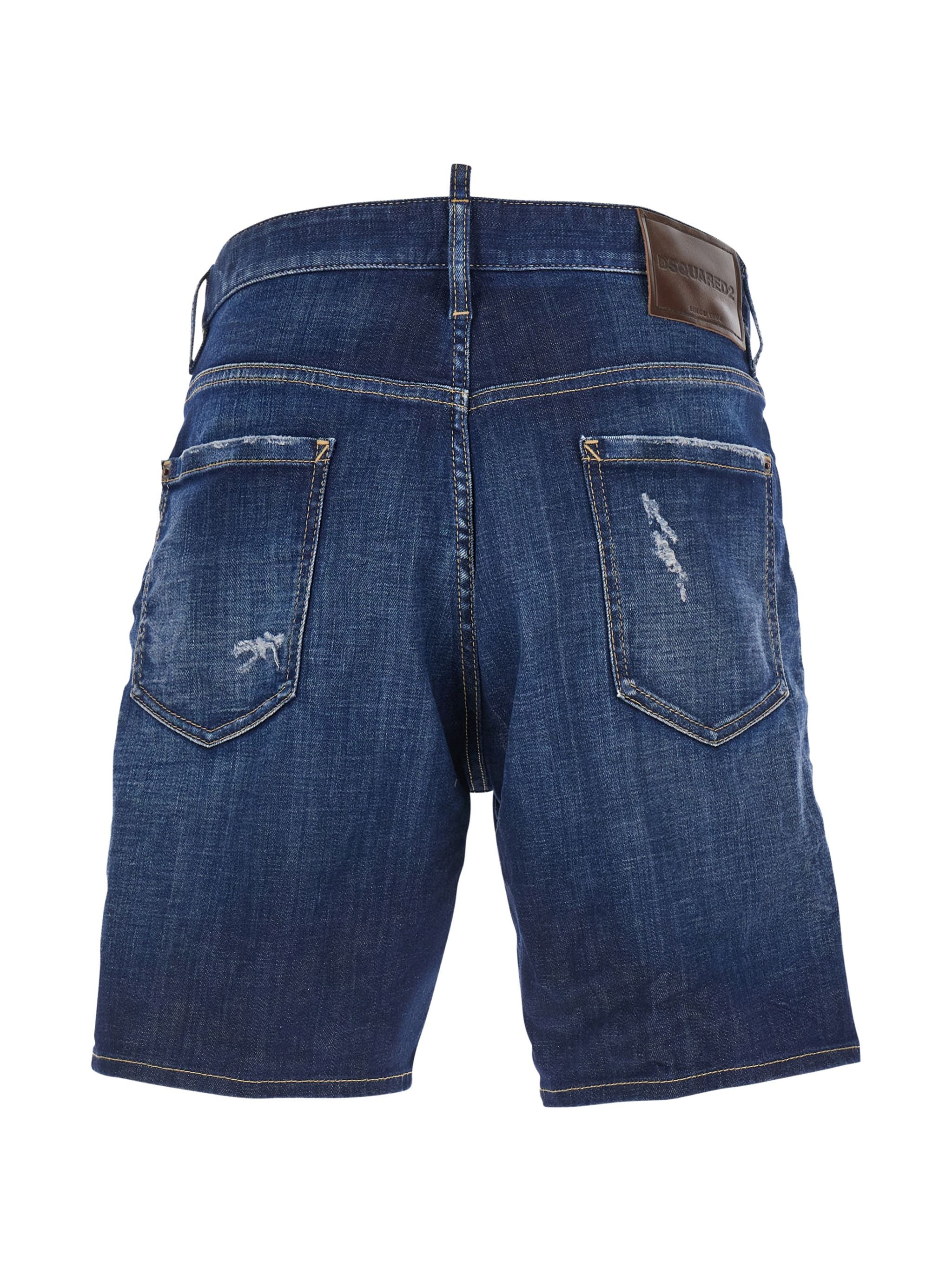 Navy blue DSQUARED2 cotton shorts, detail view