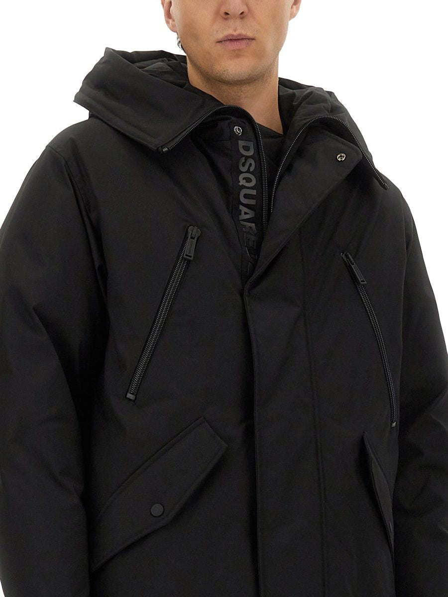 BLACK POLYESTER TRENCHES AND COATS DSQUARED2