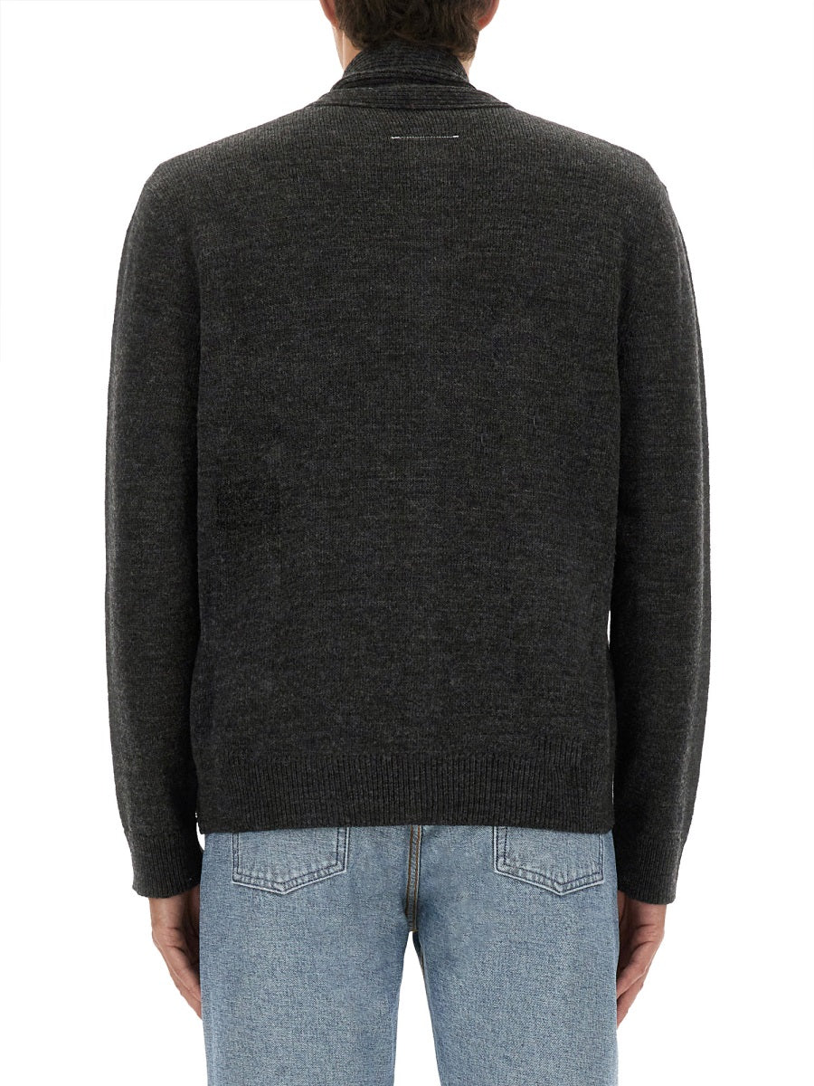 WOOL-BLEND CARDIGAN IN VIRGIN MATERIAL MM6 MAISON MARGIELA GREY S
