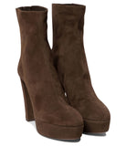 BROWN CALF LEATHER ANKLE BOOTS Aquazzura