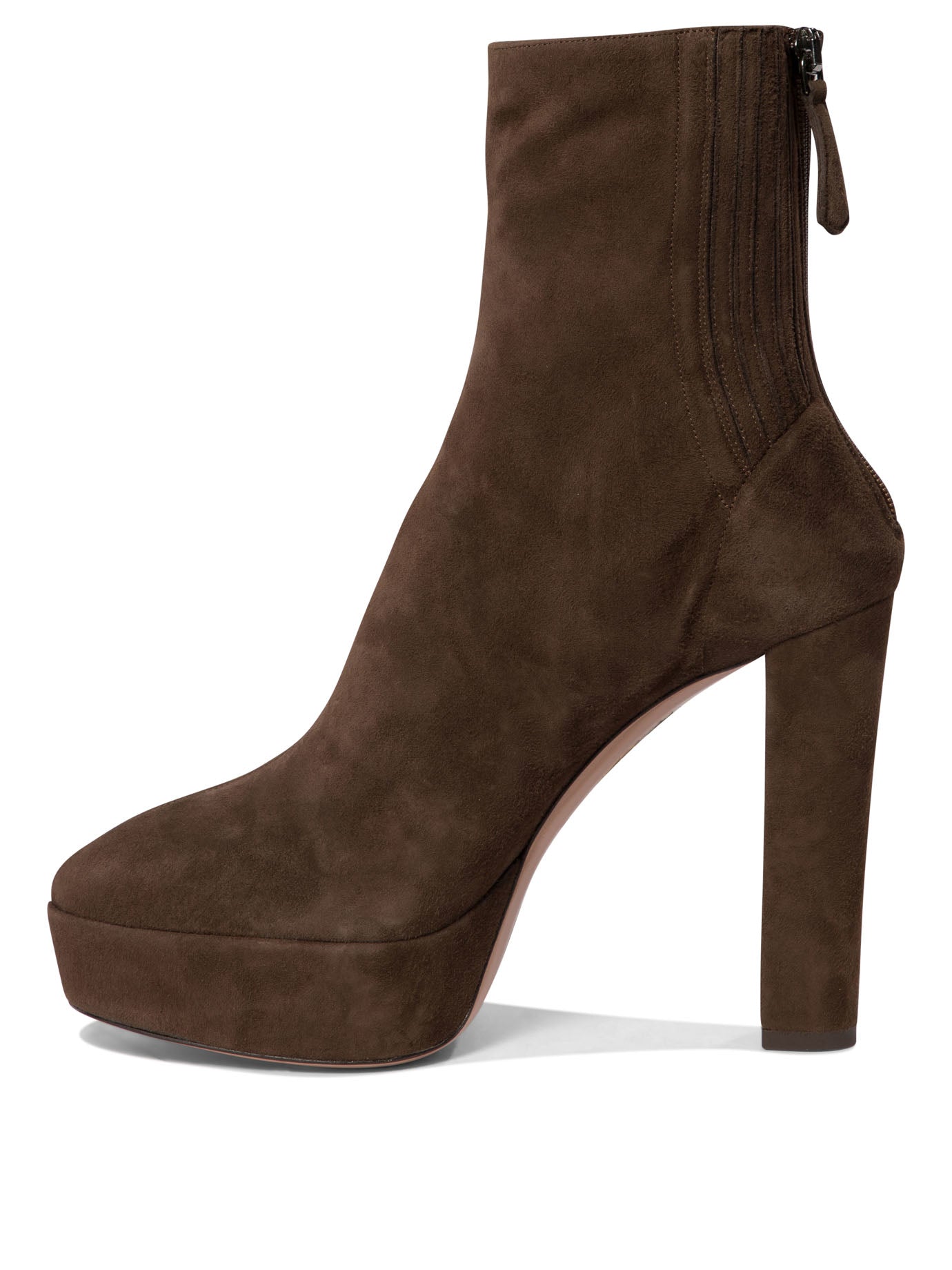 BROWN CALF LEATHER ANKLE BOOTS Aquazzura