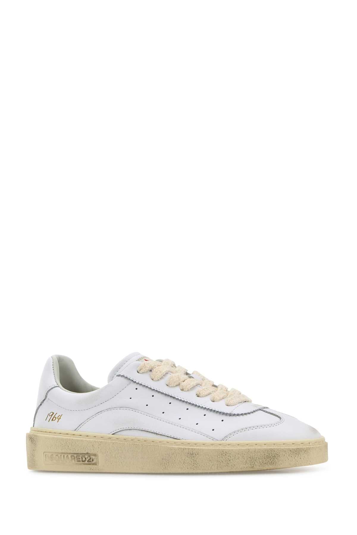 WHITE LEATHER RIDER SNEAKERS DSQUARED2