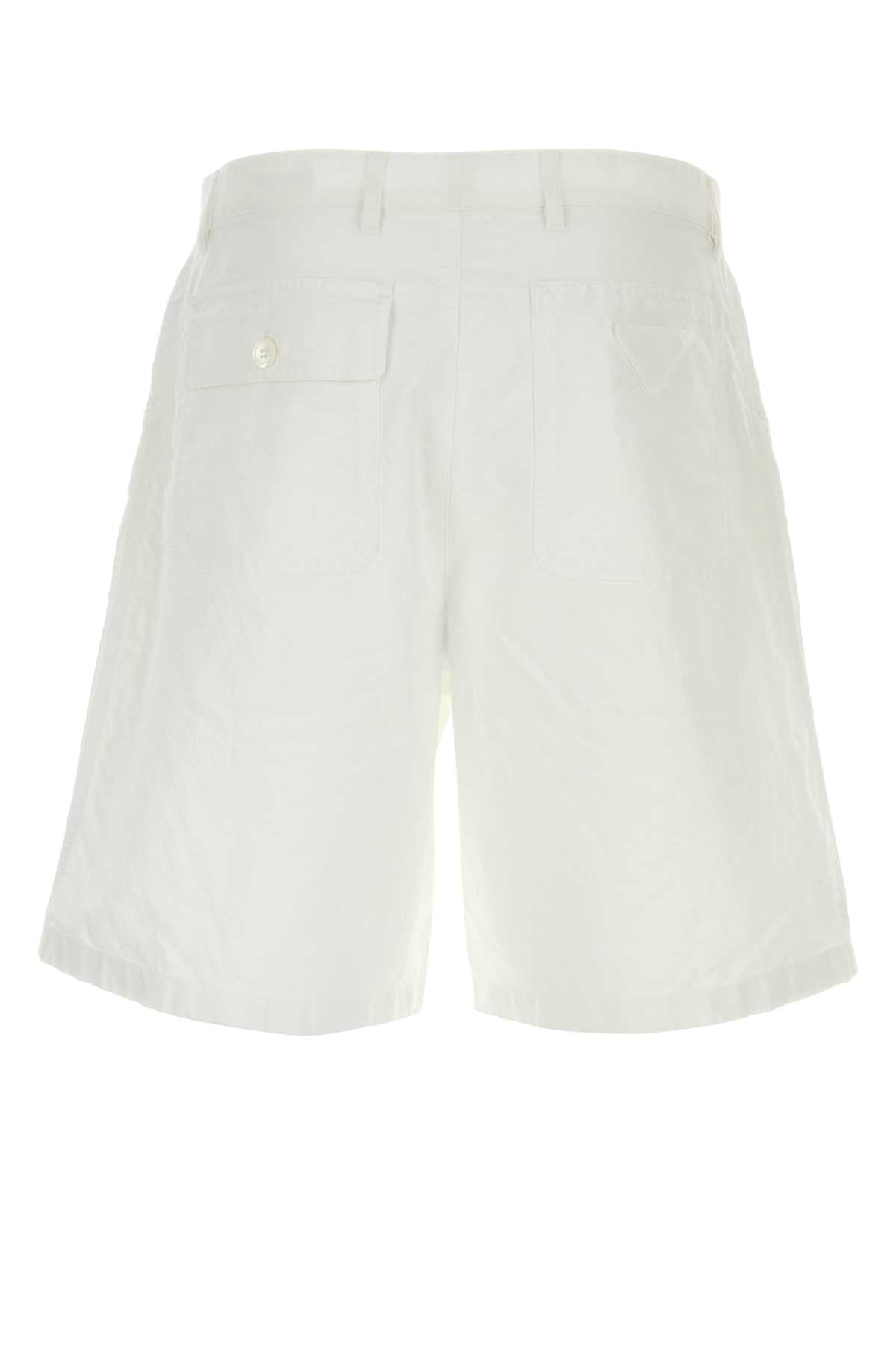 WHITE OXFORD BERMUDA SHORTS Prada