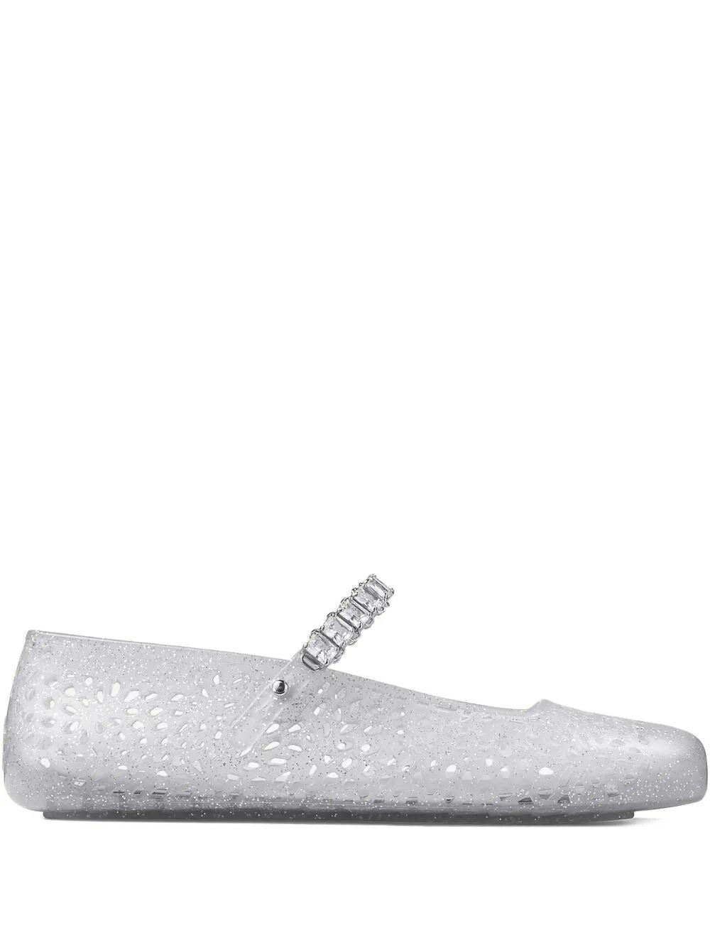 CLEAR JELLY BALLERINA FLATS WITH CRYSTAL EMBELLISHMENT Jimmy Choo METALLIC 37
