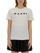 COTTON TSHIRT WITH LOGO Marni WHITE 40