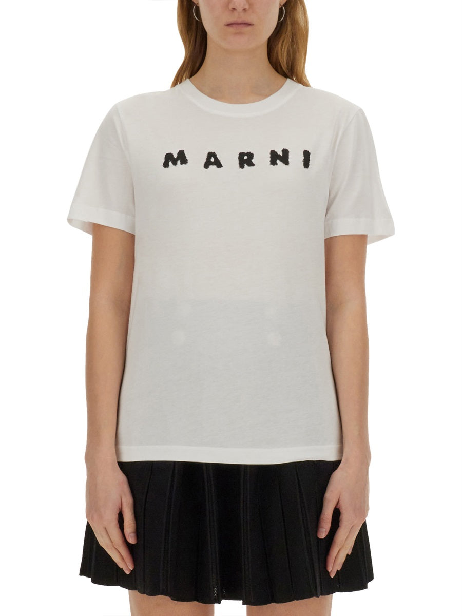 COTTON TSHIRT WITH LOGO Marni WHITE 40