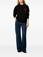 WOOL SWEATER WITH HEART INTARSIA DESIGN AMI Paris