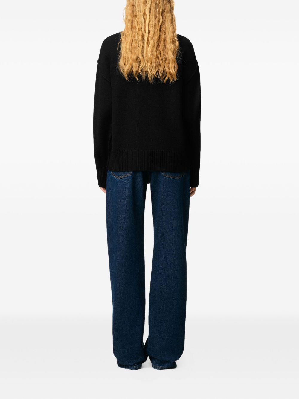 WOOL SWEATER WITH HEART INTARSIA DESIGN AMI Paris