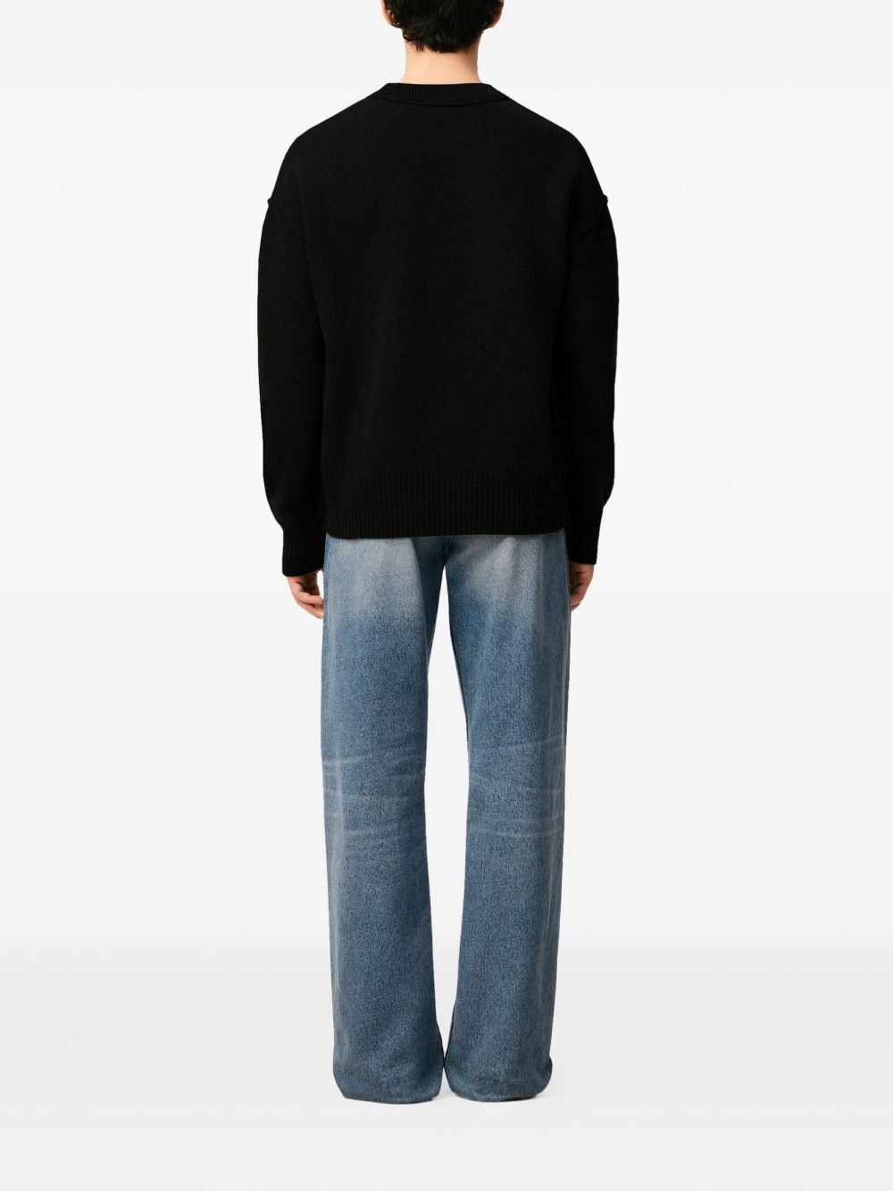 WOOL SWEATER WITH HEART INTARSIA DESIGN AMI Paris