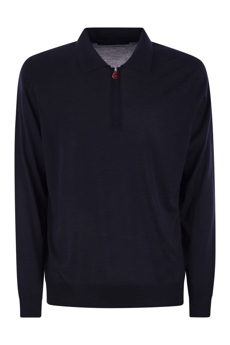 WOOL POLO SHIRT Kiton BLUE M