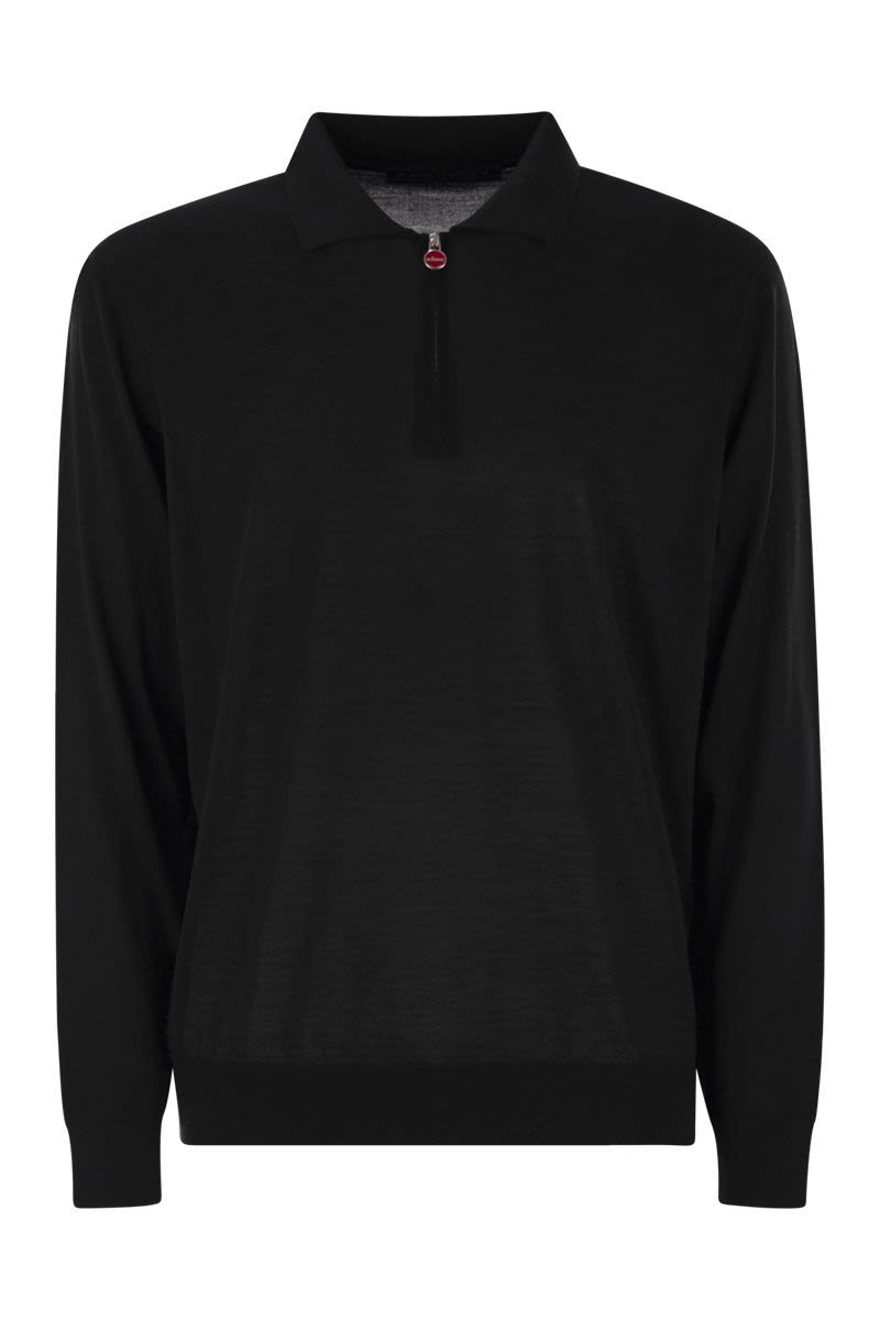 WOOL POLO SHIRT Kiton BLACK M