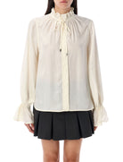 FLUID CUPRO TIE SHIRT Ganni IVORY 40
