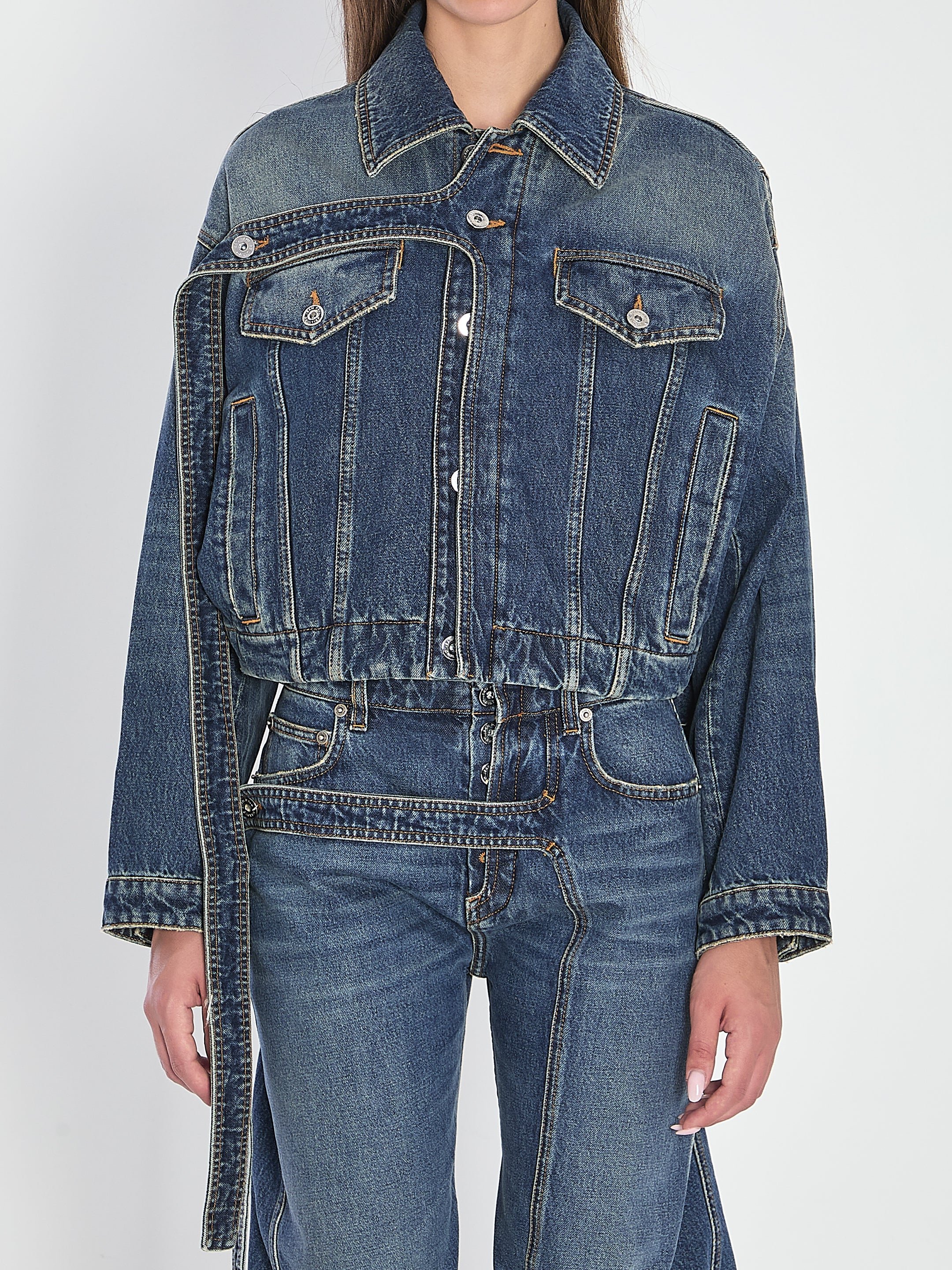 STRAP JACKET IN DENIM JEAN PAUL GAULTIER BLUE S