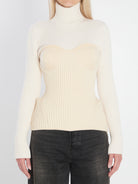 RIBBED KNIT PULLOVER JEAN PAUL GAULTIER WHITE S