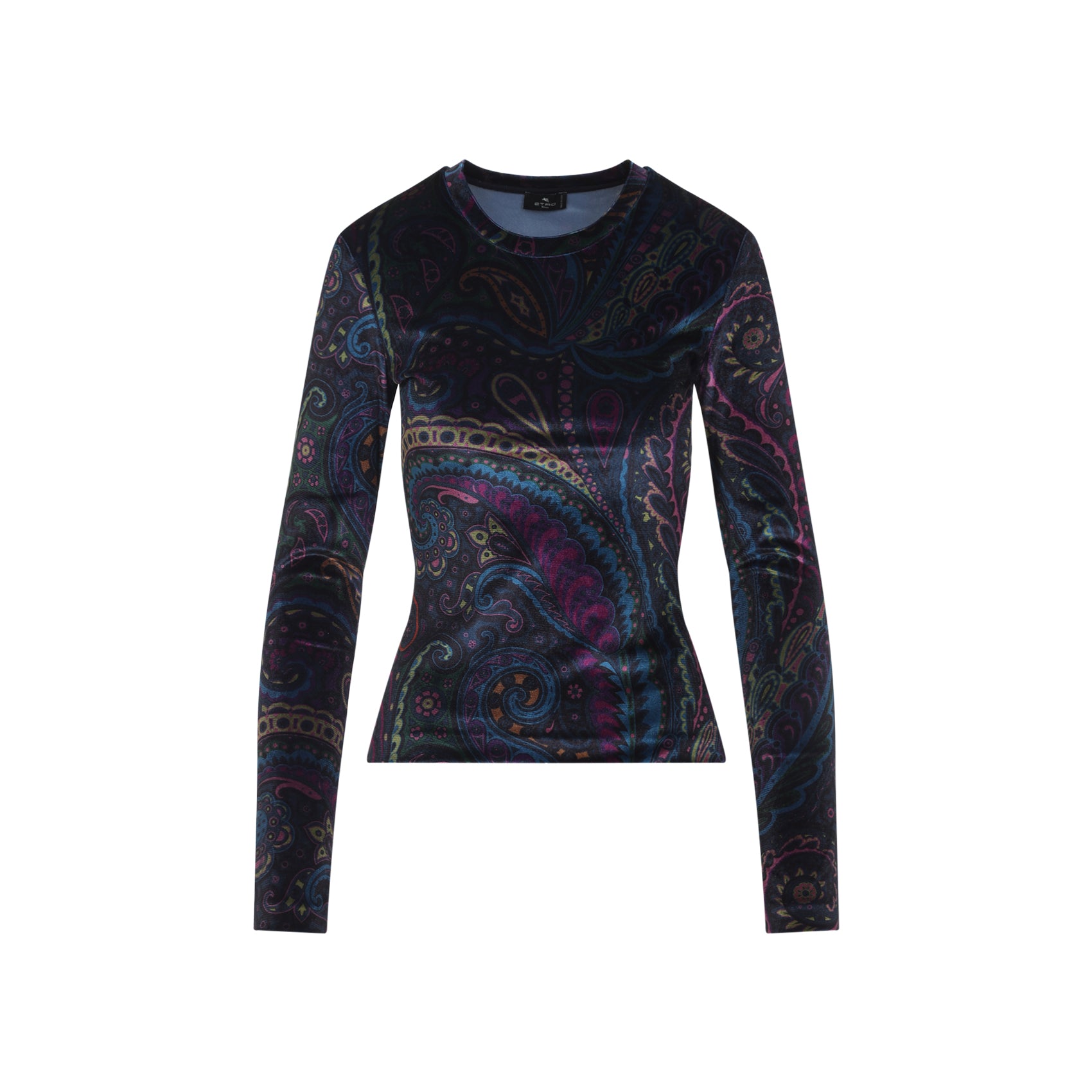 PAISLEY-PRINT LONG-SLEEVED VELVET TOP