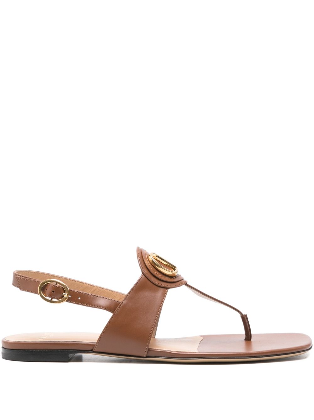 VLOGO SIGNATURE LEATHER THONG SANDALS Valentino Garavani LEATHER BROWN 37