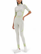 Grey Casablanca crop top with turtleneck and logo detail, front view