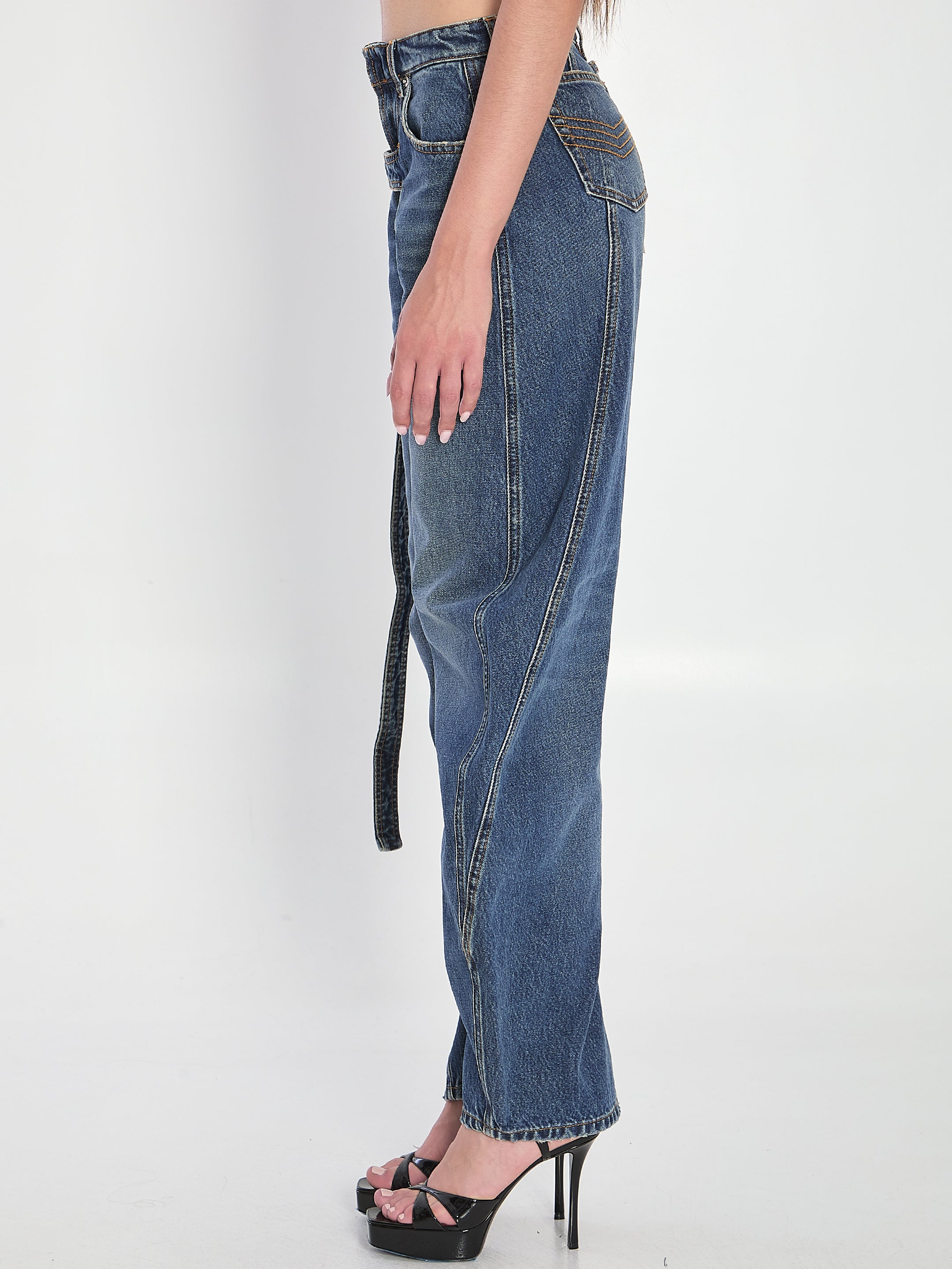 STRAP JEANS IN DENIM JEAN PAUL GAULTIER