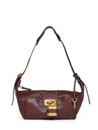 Brown Chloé Paddington crossbody bag with metal studs and padlock, front view