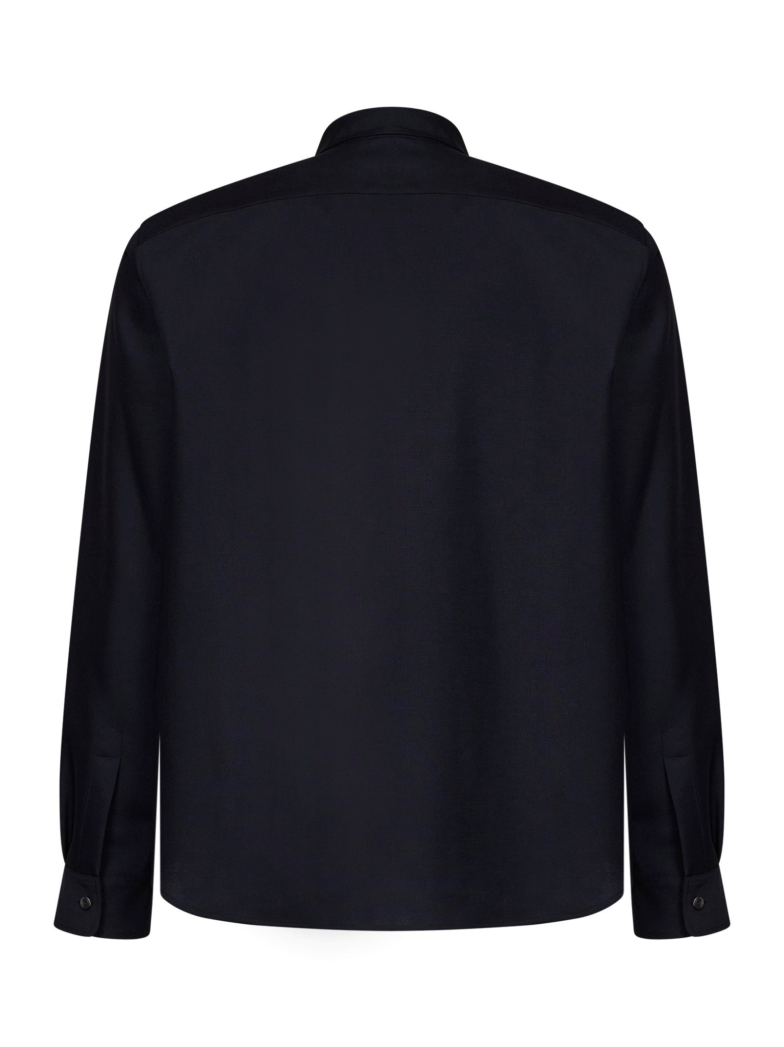 Dark blue Jil Sander wool-mohair shirt, back view showing yoke