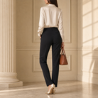 Lord & Taylor Heritage High-Waisted Trousers, Black — back view