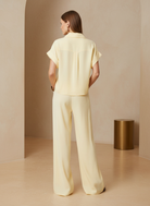 Buttercup yellow camp shirt by Lord & Taylor Heritage, back construction detail