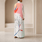 Multicolor printed silk maxi dress by F.R.S FOR RESTLESS SLEEPERS, back detail close-up