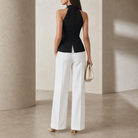Black halter vest top back view showing princess seaming by Lord & Taylor Heritage