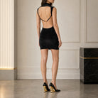 Black GCDS sleeveless dress back construction, close-up view