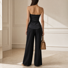 Lord & Taylor Heritage Satin Bustier Top, Black — back view