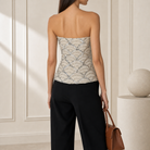 Lord & Taylor Heritage Sequin Bustier Top, Champagne Beige — back view