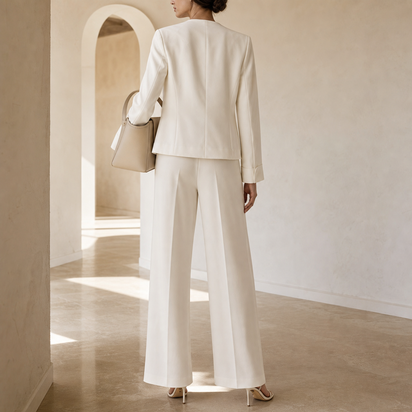Ecru tailored blazer by Lord & Taylor Heritage, back view detail