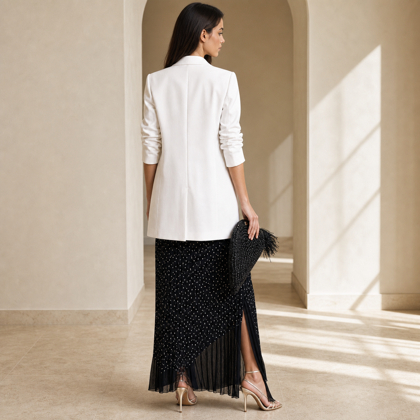 Lord & Taylor Heritage Longline Blazer, White — back view